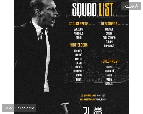 尤文vs萨索洛名单:伊尔迪兹,图拉姆领衔;弗拉霍维奇复出